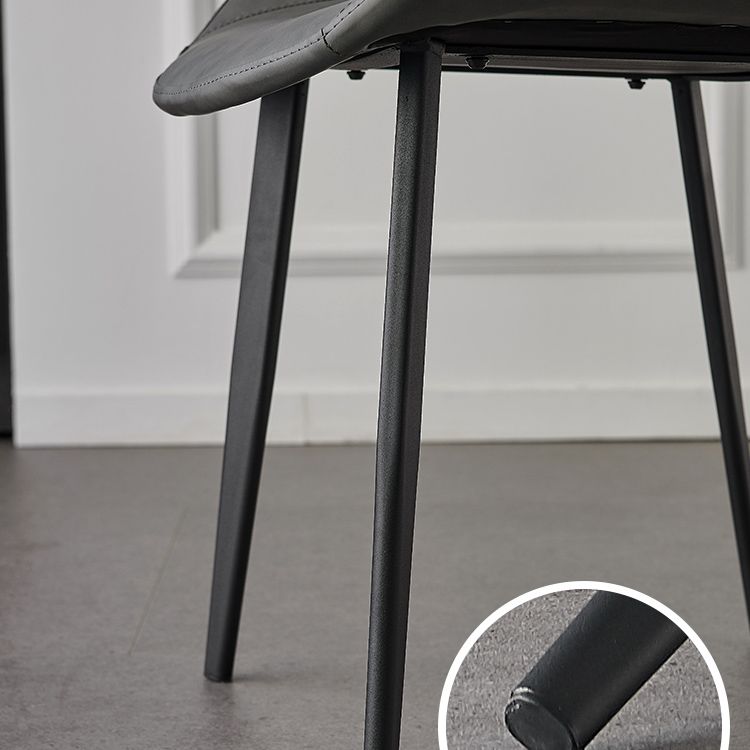 Contemporary Metal Dining Room Chairs Armless Leather Dining Chairs for Home Use