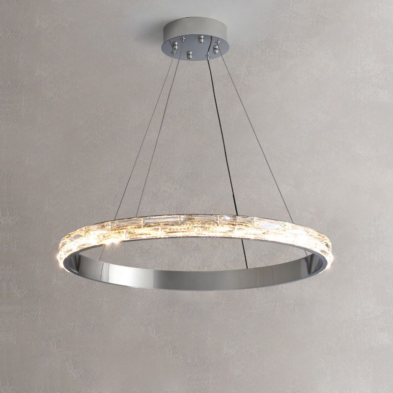 Silver Simplicity Chandelier Crystal Hanging Lamp for Living Room Dinning Room