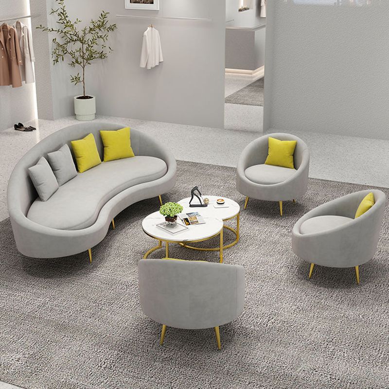 Contemporary Curved Sofa for Apartment 33.46" High Sloped Arm Sofa