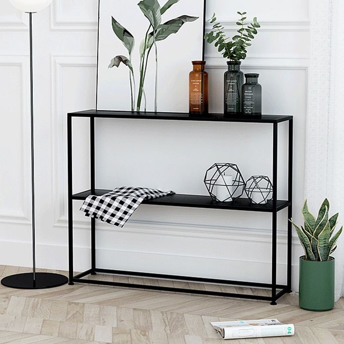 31.5" Tall Modern Console Table 2-shelf Iron Accent Table for Hall