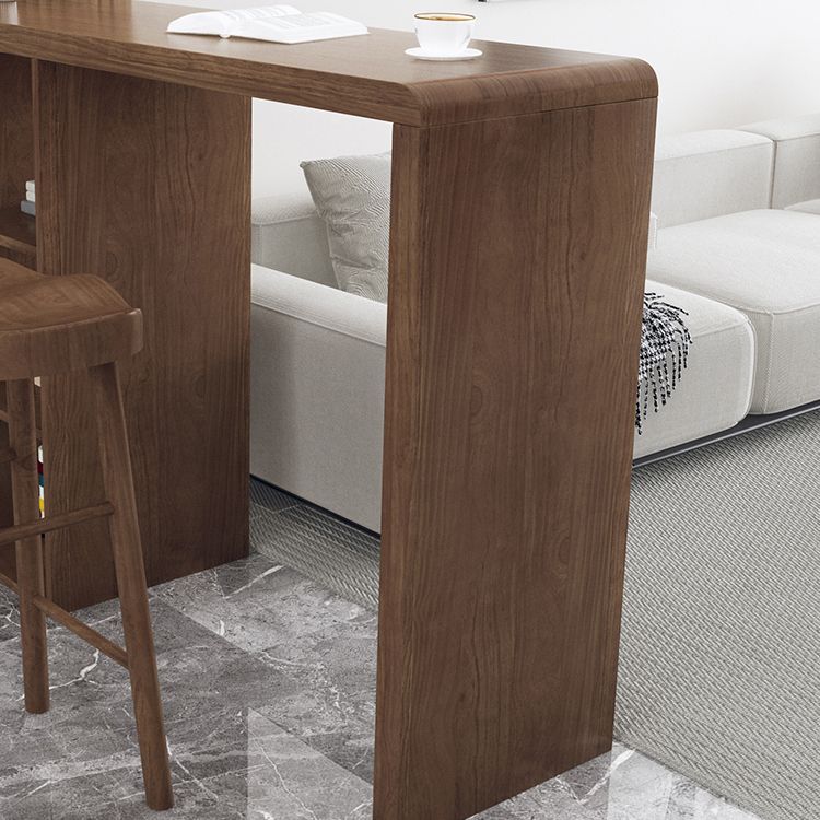 Modern Style Bar Table Rectangle Solid Wood Bar Table for Living Room