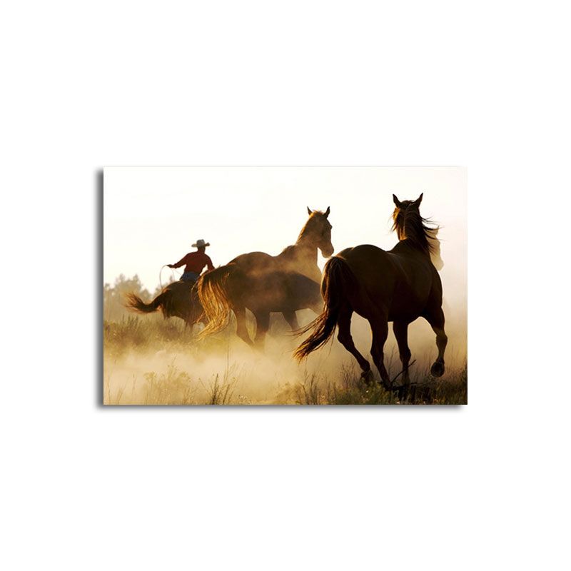 Magnifique toile de chevaux pour salon, décoration murale d'animaux sauvages de couleur pastel