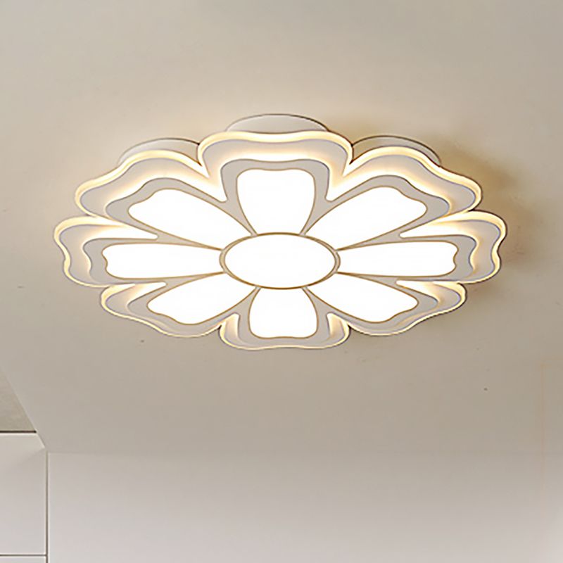 16.5 "/20.5 "/24.5" Dia Modern Creative Flower Flush Mount Luce con diffusore acrilico bianco LED Camera da letto soffitto Flush in caldo/bianco