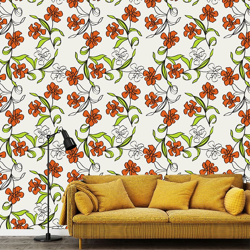 Plant Illustration Wall Mural Wallpaper Modern Style Bedroom Wall Mural