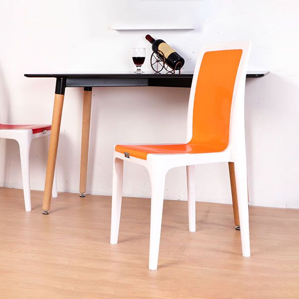 Silla de comedor de plástico de estilo moderno, silla auxiliar sin brazos para cocina (juego de 4)