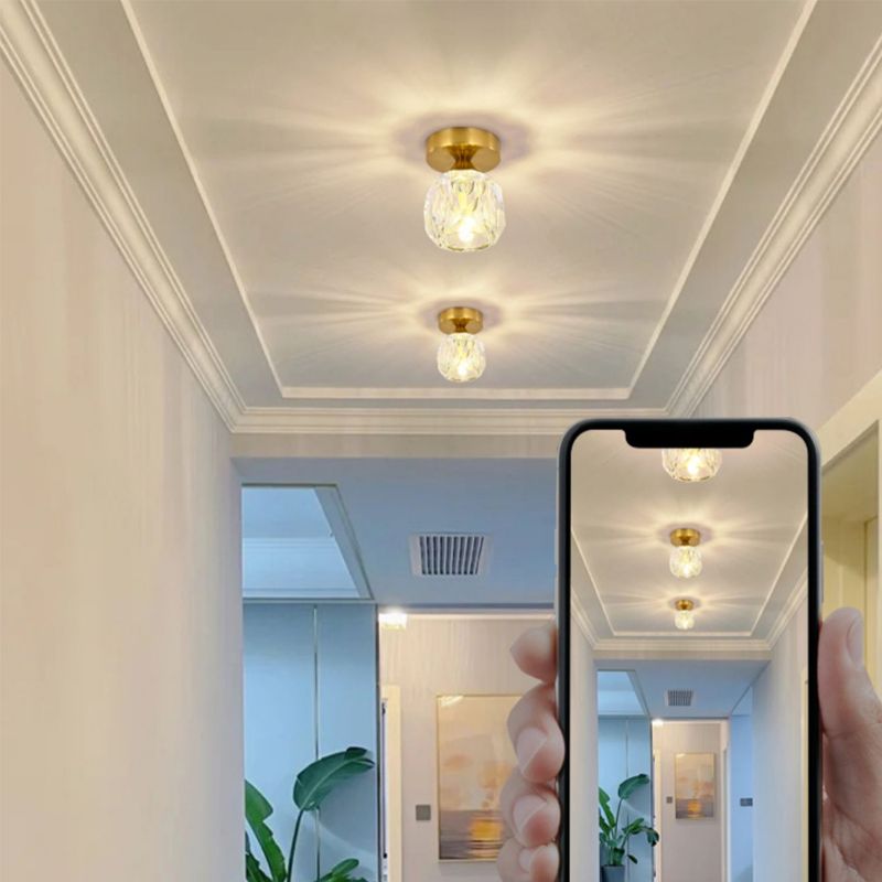 Modern Ceiling Lamp Geometric Flush Mount Light Fixture with Glass Shade for Bedroom