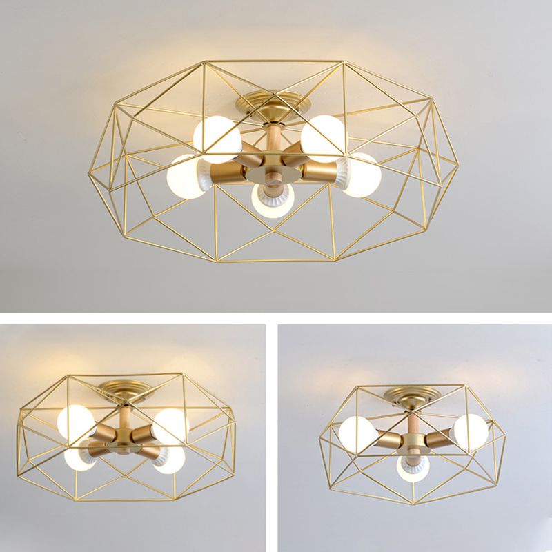 Simple Ceiling Lamp Metal Ceiling Mount Light with Metal Shade for Living Room