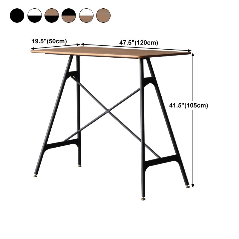 Modern Rectangle Bar Counter Table Wooden Dining Table with Metal Legs