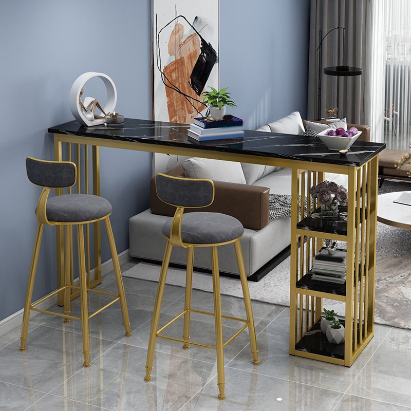 Modern Style Bistro Bar Table Rectangle Gold Frame Bar Table
