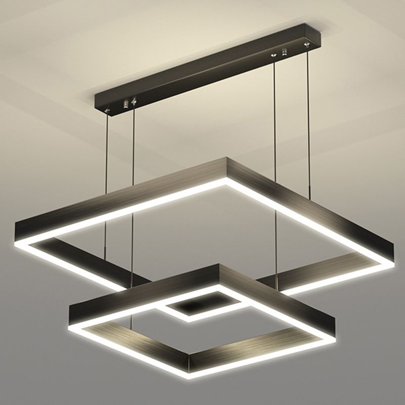 Acryl vierkante kroonluchter lamp Minimalistische stijl LED -hanger lichtkit in zwart