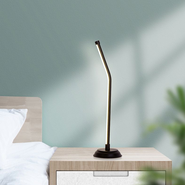 Metallic Rod Shaped Table Lamp Nordic Style Integrated LED Nightstand Light