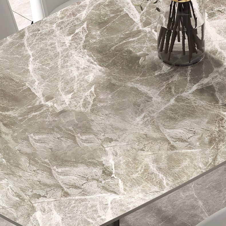 Mesa de comedor de piedra sinterizada contemporánea Mesa de comedor gris rectangular para cocina