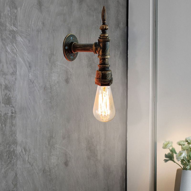 Industrial Wall Sconce Pipe Shape Wall Light with Metal Shade for Shower Room