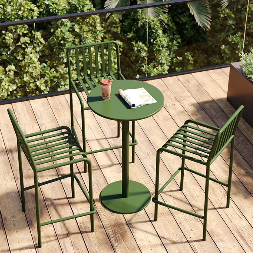Modern Outdoor Bar Height Set 1/2/3/4 Pcs Metal Matte Finish Bar Set