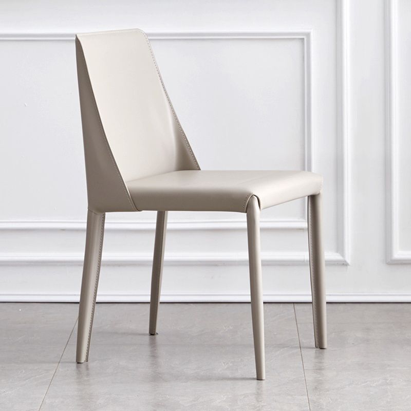 Contemporary PU Leather Dining Side Chair Matte Finish Solid Back Dining Chair