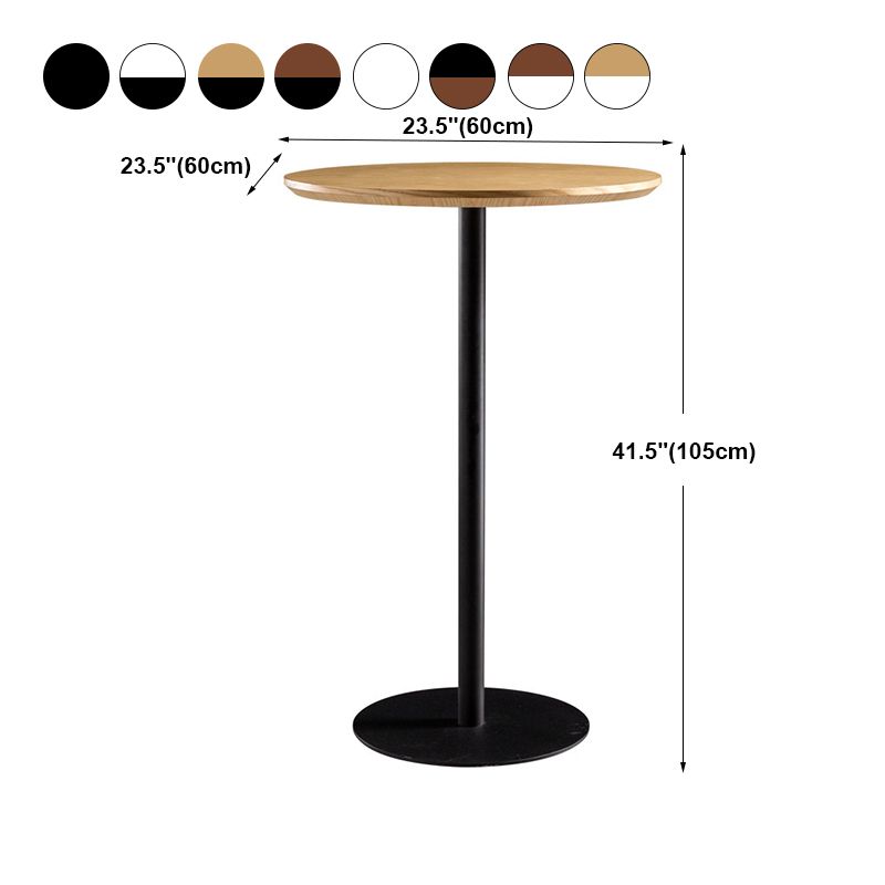 Modern Round Bar Dining Table Indoor Wood Top Bar Height Table Metal Base 42-Inch Top