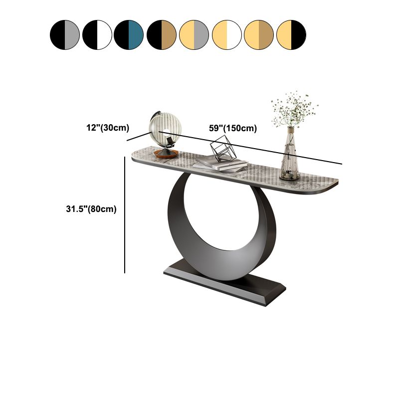 Scratch Resistant Glam Marble/metal Half Moon Abstract Console Table