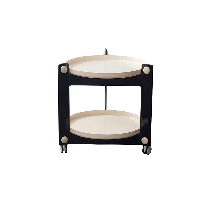 Modern Acrylic Round Side Table with Casters Tray Top 2 - Tier End Table Set