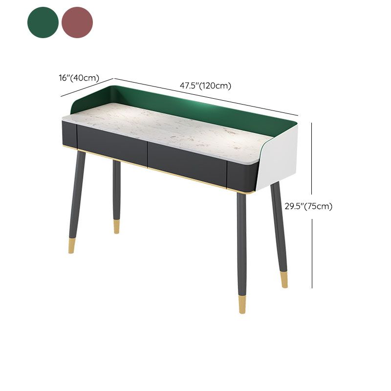 Contemporary Stone Top Makeup Vanity Desk with Wooden Drawer