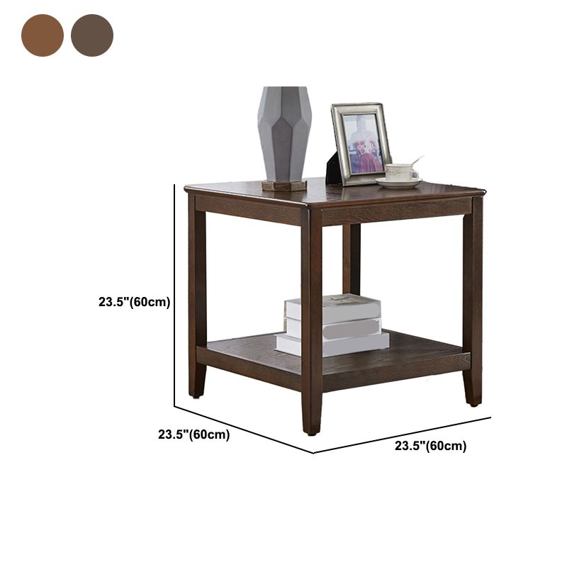 Modern Square / Rectangle Top Side Table Wooden 4 Legs End Table with Shelf