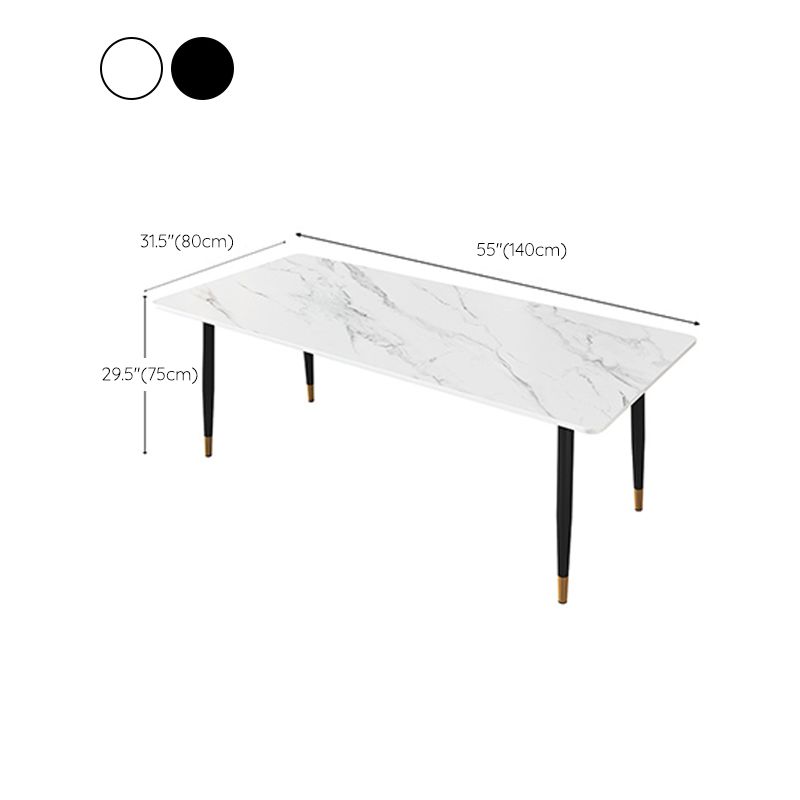 Modern Dining Rectangle Table Sintered Stone Table with Metal Legs for Home
