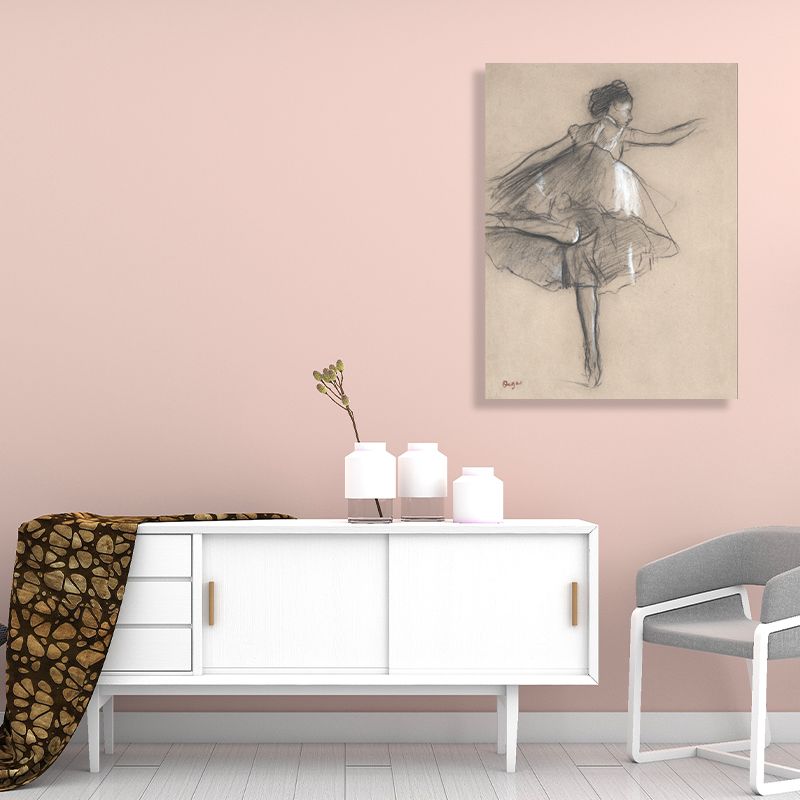 Gray Dancing Girl Painting Textured Wall Art Print for Guest Room, Multiple Sizes