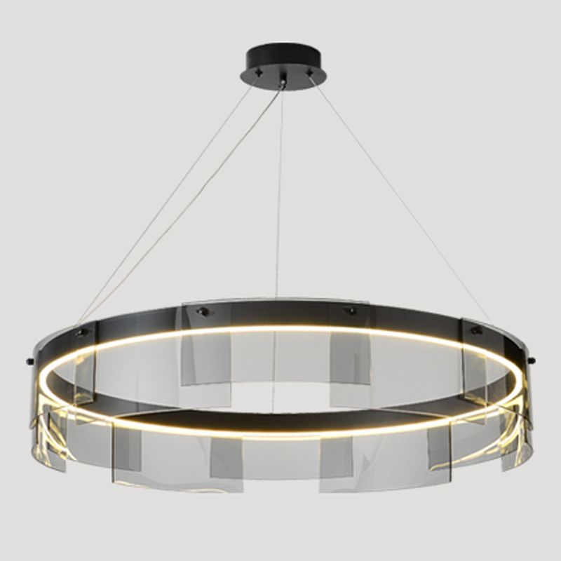 Contemporary Simple LED Hanging Light Metal Circular Pendant Light for Living Room