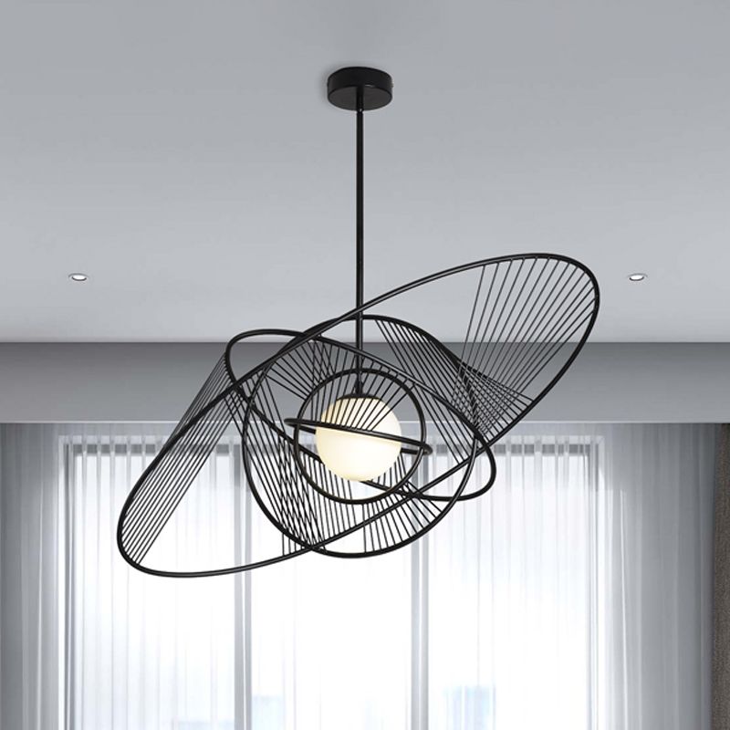 Kit lampada da soggiorno a 1 luci sospensione contemporanea sospensione in sospensione in nero