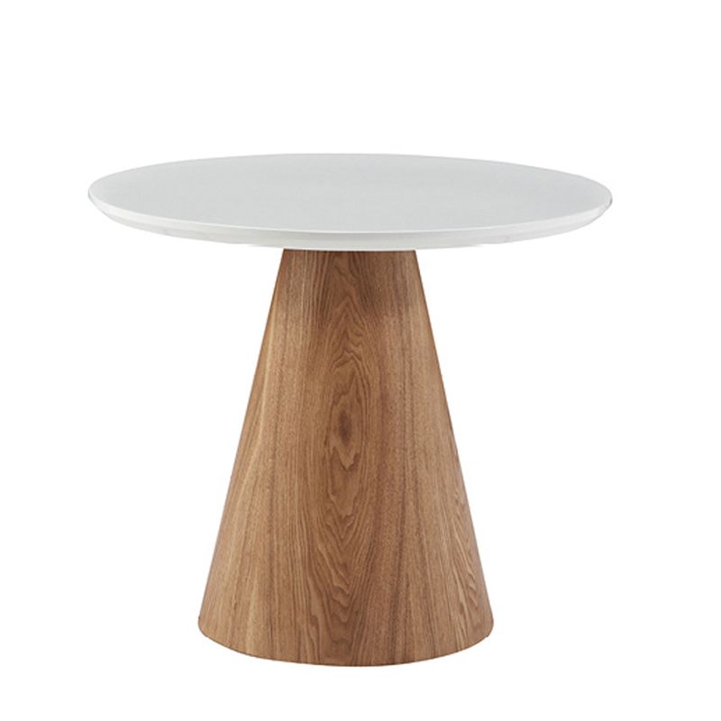 Contemporary Wood Side Table Pedestal Round Living Room Table