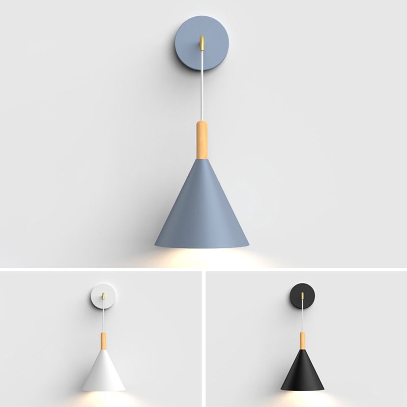 Macaron Style Wall Lamp Metal 1 Light Sconce Light for Bedroom