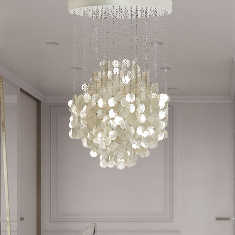 Lampada del lampadario a vento a pendente guscio nordico 19,5 "/23,5" dia 4 luci luci a sospensione del soffitto bianco