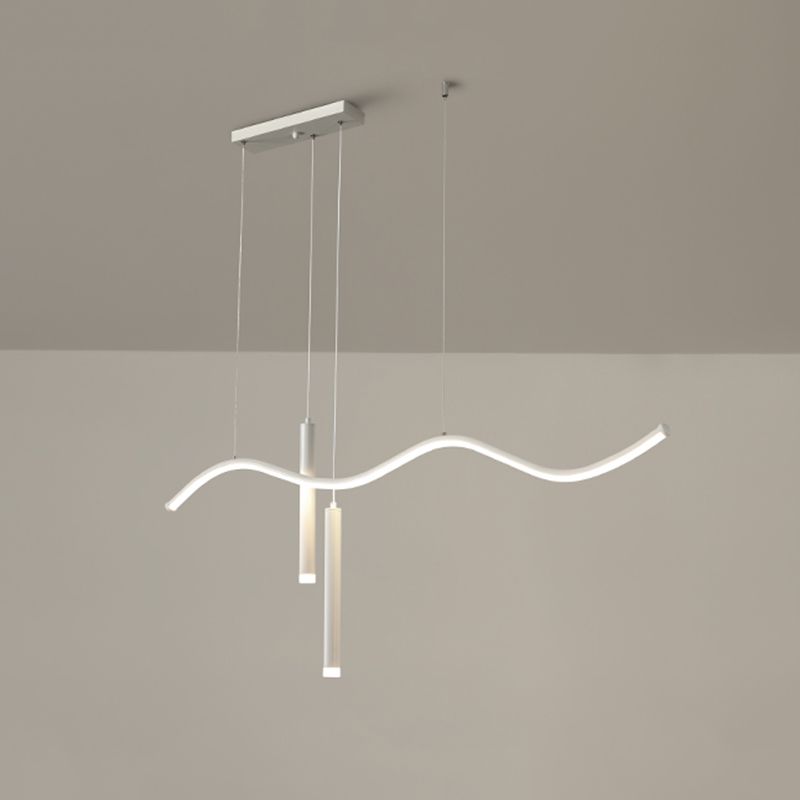 Modern Concise LED Island Light Aluminium Linear Pendant Light with Silicone Shade