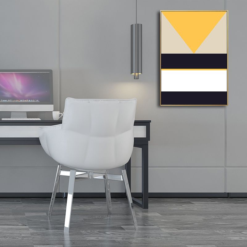 Scandinavian Geometry Wall Decor Canvas Textured Yellow Painting for Living Room