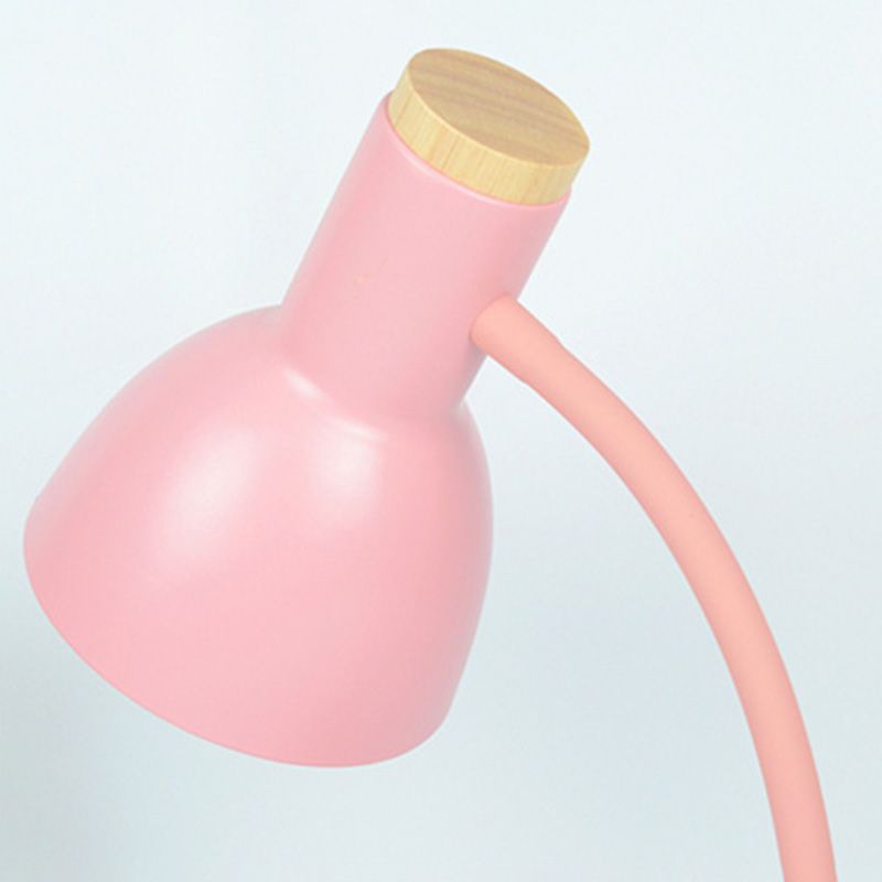 Dome Shade Nordic Style Table Lampe 18 "Hauteur de lite de lecture de chevet avec base ronde en bois