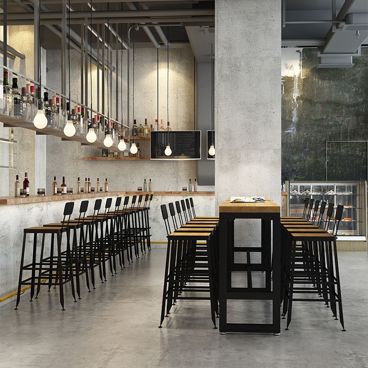 Industrial 1/7/12 Pieces Bar Table Set Rectangle Pine Wood Counter Table with High Stools