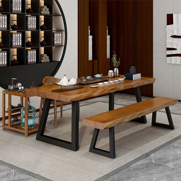 Solid Wood Writing Desk Brown Modern Style Meeting Office Desk