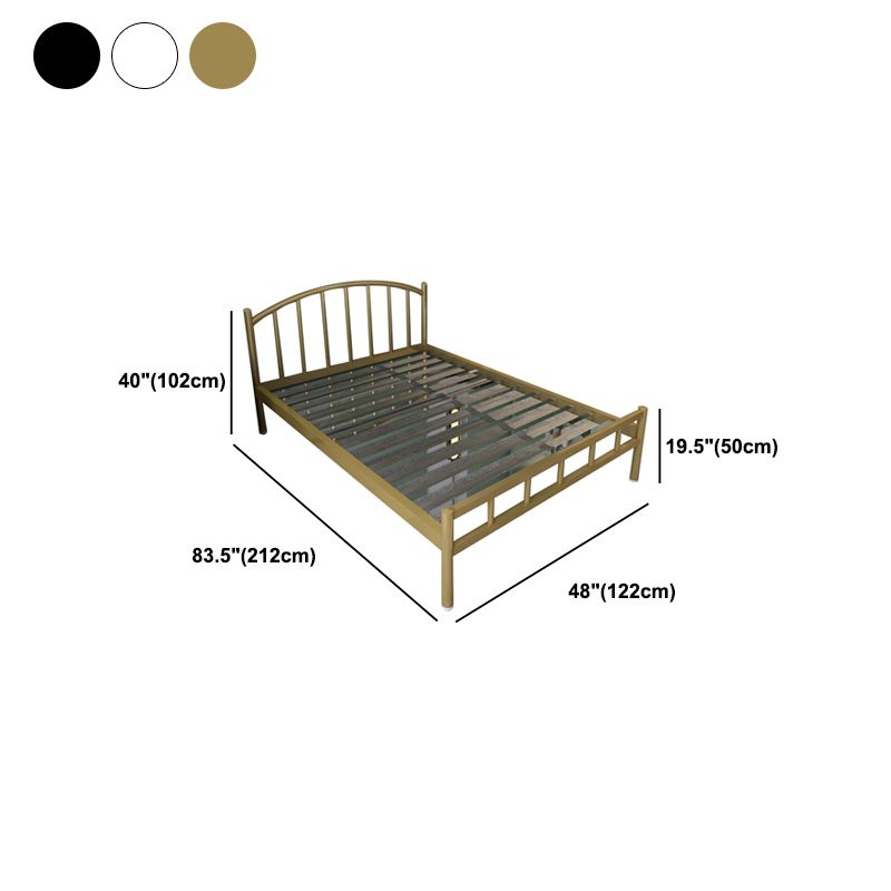 Contemporary Open-Frame Bed with Spindle Headboard in Stainless Steel