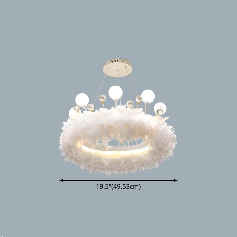 Federhänge -Leuchten modernistische weiße Kronleuchter Anhänger Licht für Schlafzimmer