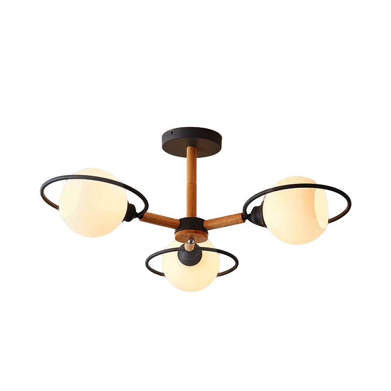 Milk Glass Spherical Shade Chandelier Kitchen 3 Lights Nordic Style Pendant Lighting