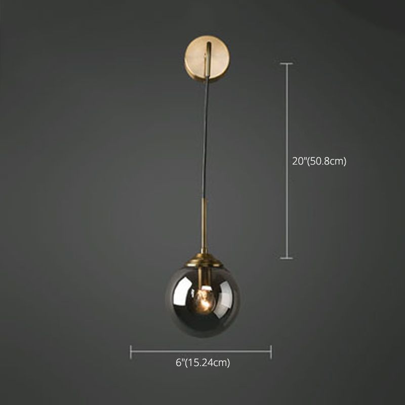 Lampe murale en laiton moderne sphérique simple sphérique 1 de tête