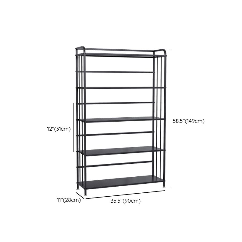 Contemporary Metal Bookshelf Black Etagere Shelf Bookcase for Study Room