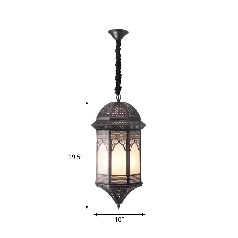 Bronze Lantern Ceiling Light Vintage Metal 1 Bulb Restaurant Pendant Lighting Fixture