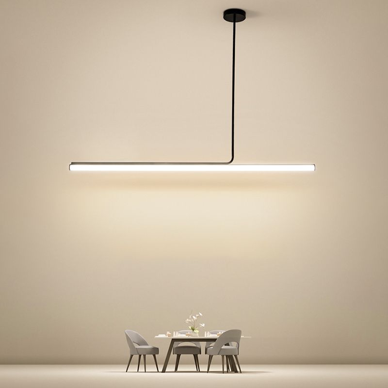 Modern Aluminum Pendant Lighting Linear Shape Hanging Light Fixtures in Black and White