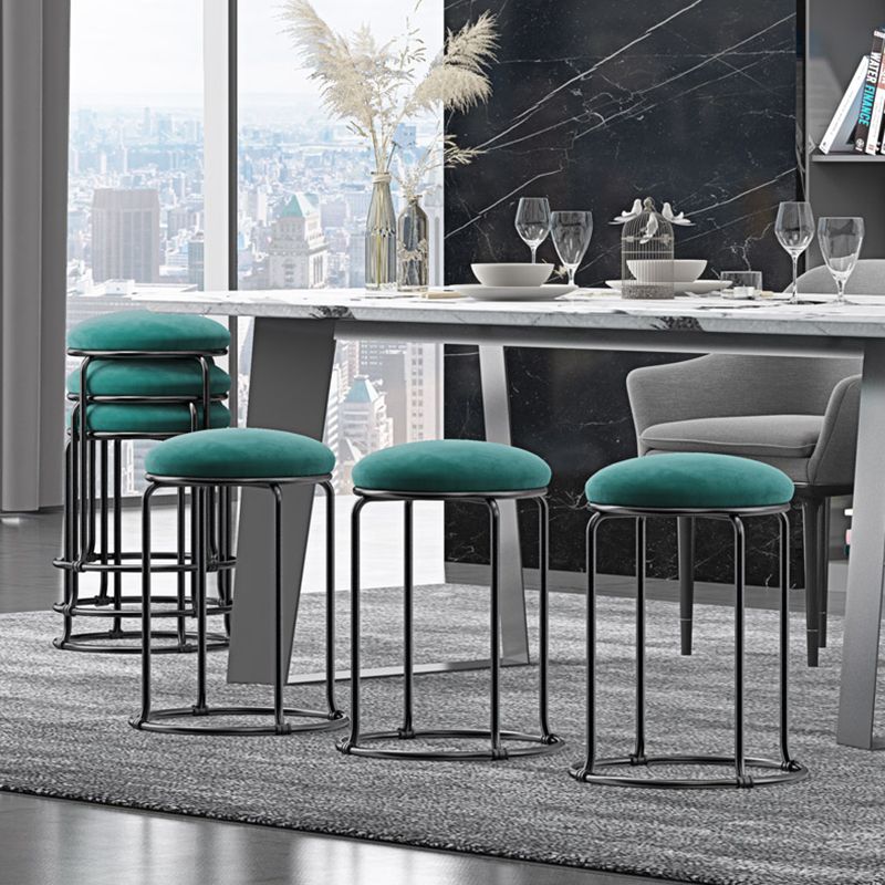 Faux Leather Mildew Resistant Ottoman Round Glam Solid Standard Ottoman