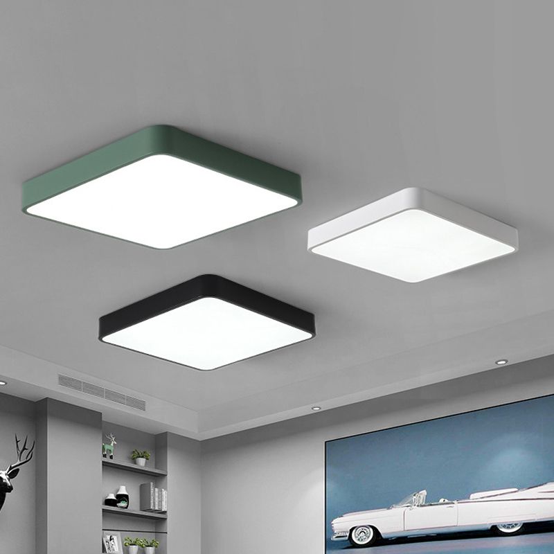 Lámpara de techo empotrada rectangular de acrílico Macaron LED para sala de estar