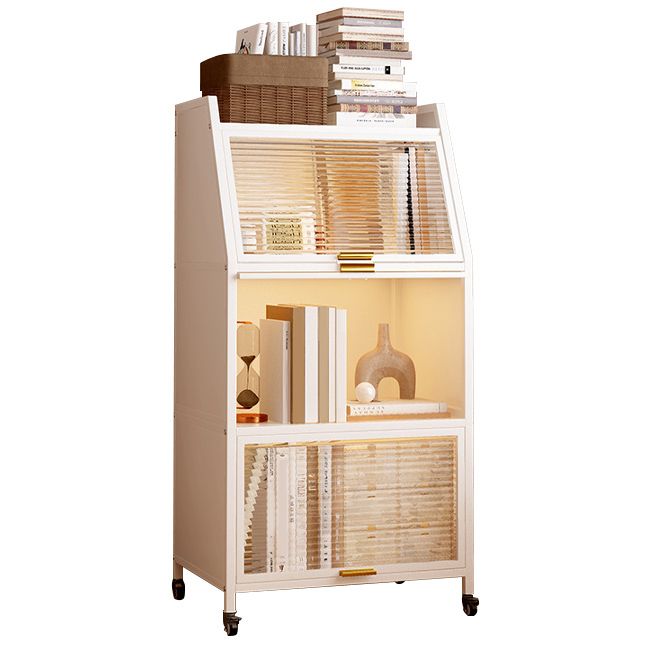 Modern Style Bookshelf Metal Closed Back Bookcase with Door for Home Office