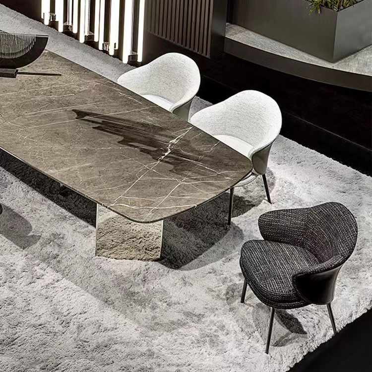 Fabric Dining Chairs Nordic Style Parsons Arm Chair with Black Legs