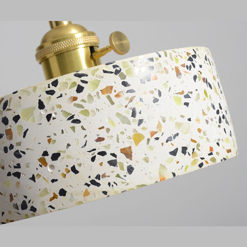Terrazzo Small Pendant Light Fixture Nordic 1 Head White Suspension Lamp for Living Room