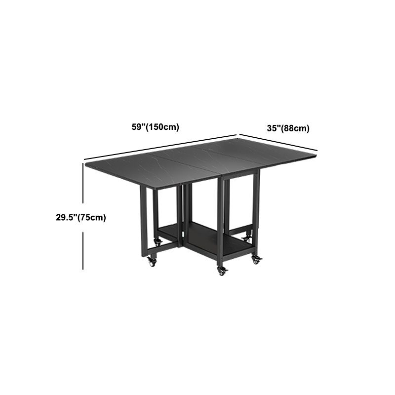 Black Rectangle Dining Set 1/2/3/4/5/7 Pcs Folding Dining Table Set with Chairs