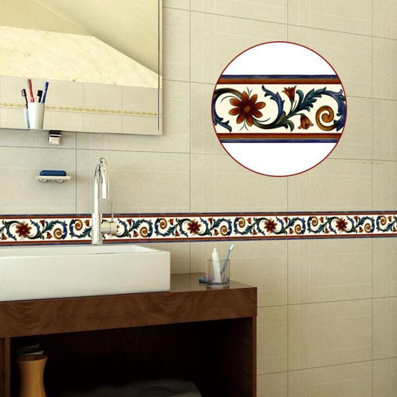 PVC Peel off Wallpapers Nostalgic Flower with Scroll Vines Wall Decor for Hallway, 2 Pcs